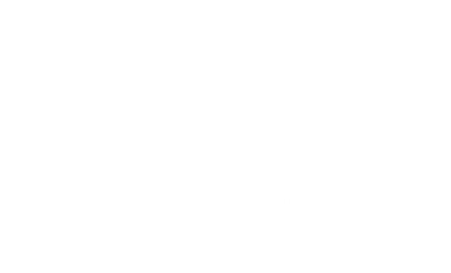 Białe logo Single Party — imprezy dla singli